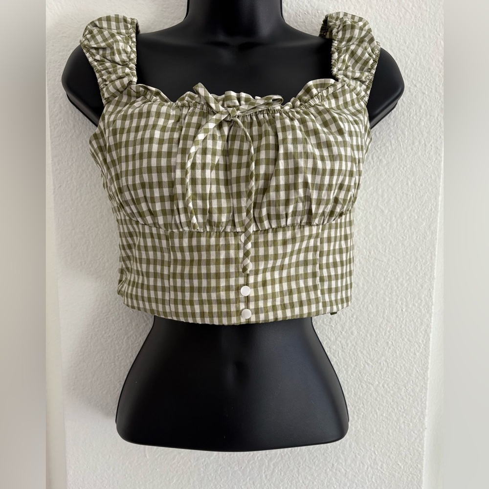 Green Ruffle Strap Top - Picture 2 of 8